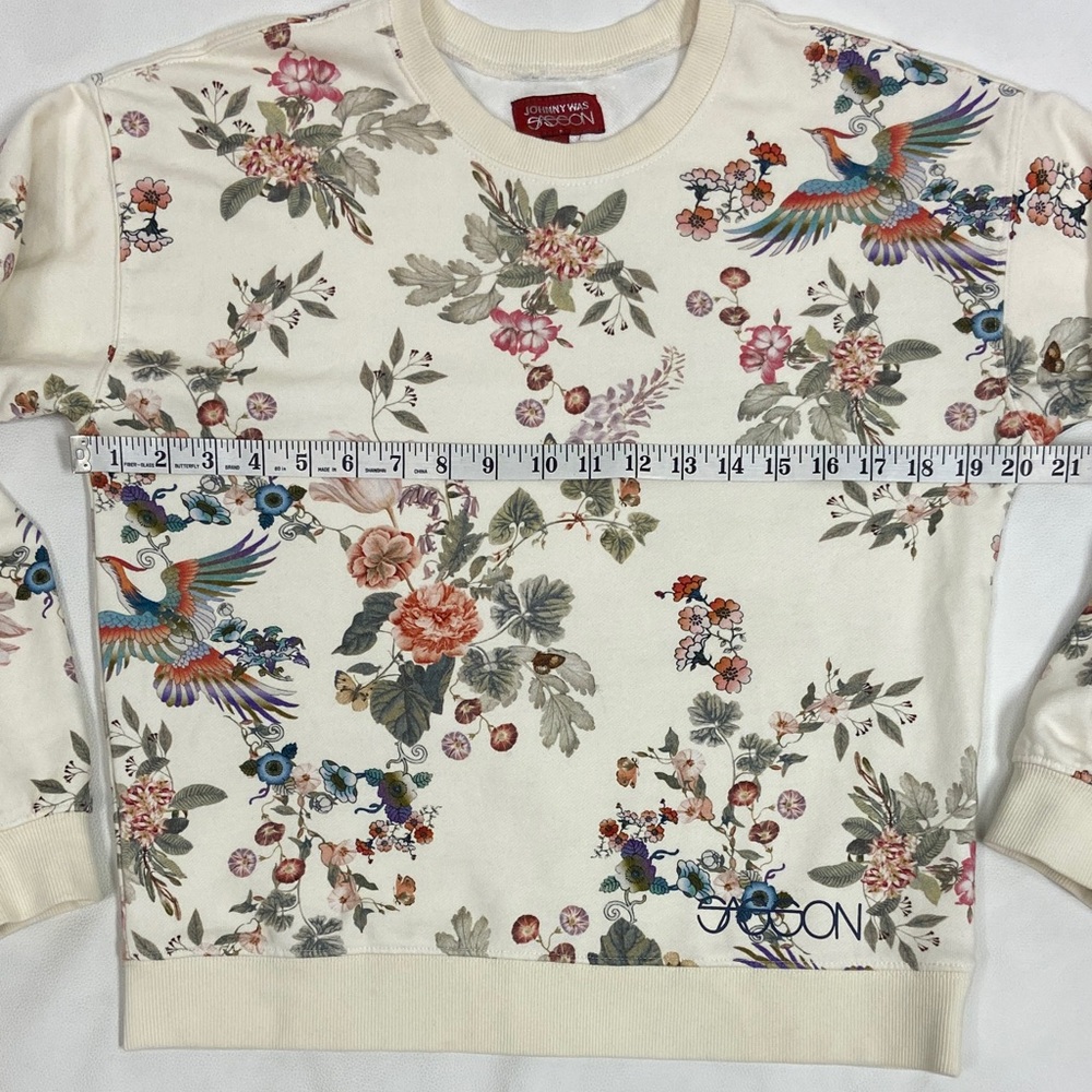 Johnny Was Floral Bird Cream Sweatshirt Size XS - Picture 9 of 15